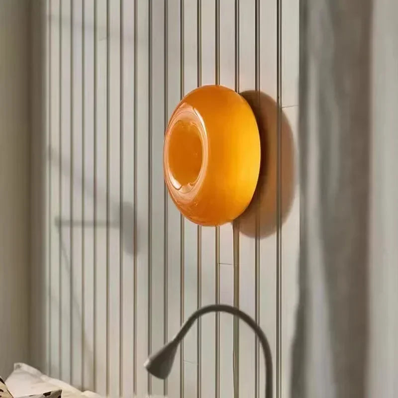 The Nordic Orb | Amber Glass Wall Sconce